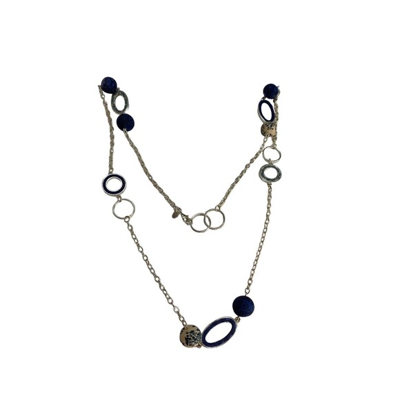 Viva Beads Necklace Blue Silver Tone - Picture 1 of 5